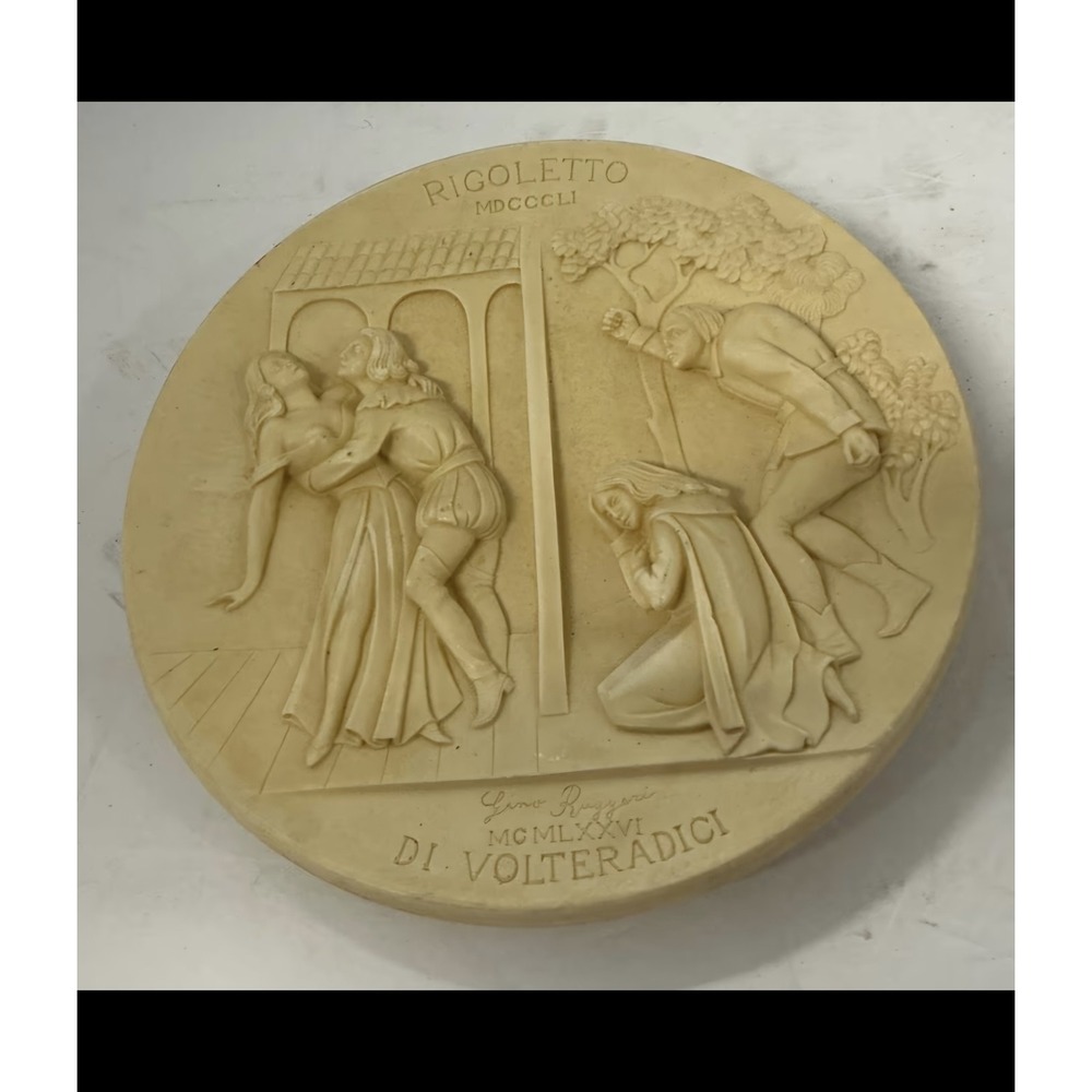 Vintage Gino Ruggeri Volteradici Rigoletto Alabaster Wall Plaque La Scala Opera
